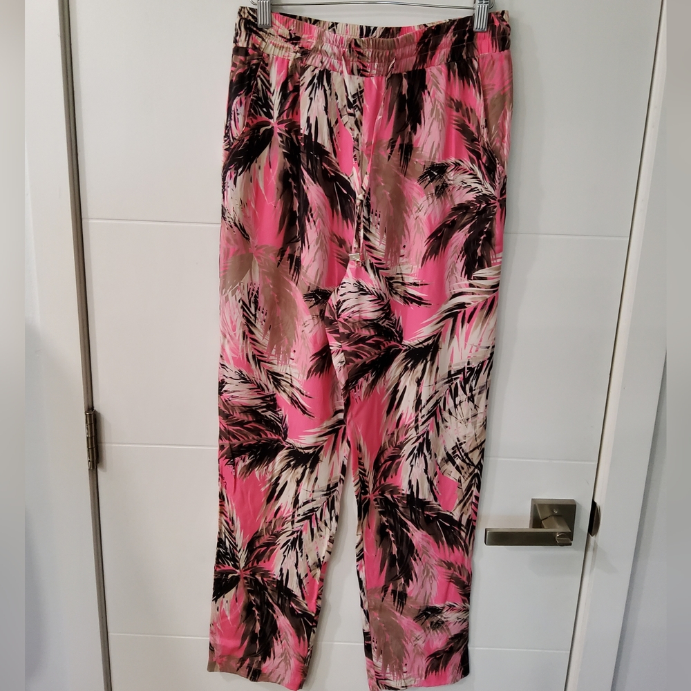 Daniela Drei Tropical Pink and Black Silk Pants Size 44